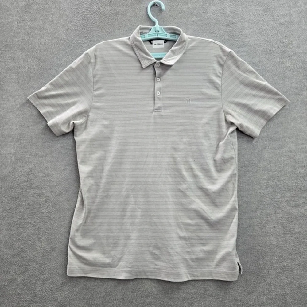 Travismathew‎ Men Polo L Gray Logo Embroidery Striped Short Sleeve